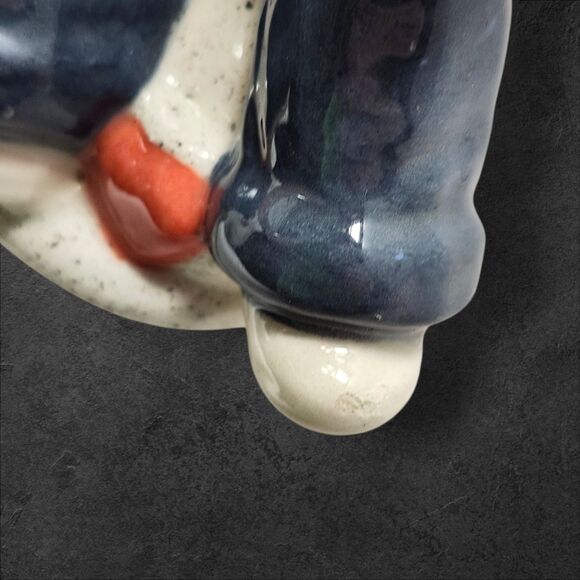 Vintage Bunny Clock Shell Heart Ceramic Cottagecore Farmhouse Decor Signed Anna - Picture 8 of 10